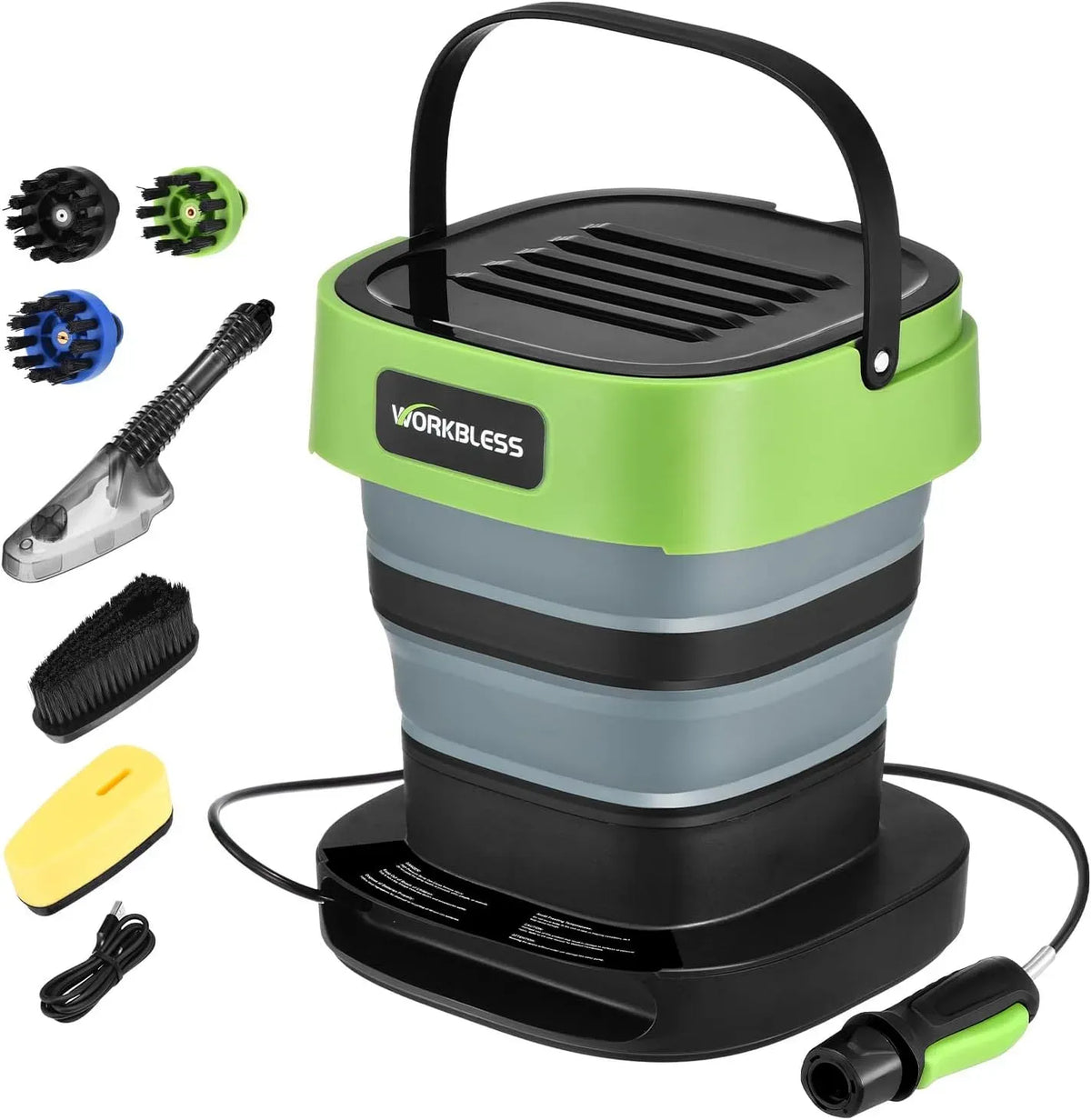 Waschmaschine, 12 L, tragbar, großer Wassertank, Camping, Tragbarer Akku Hochdruckreinige 2000 mAh, Campingdusche und Haustierreinigung