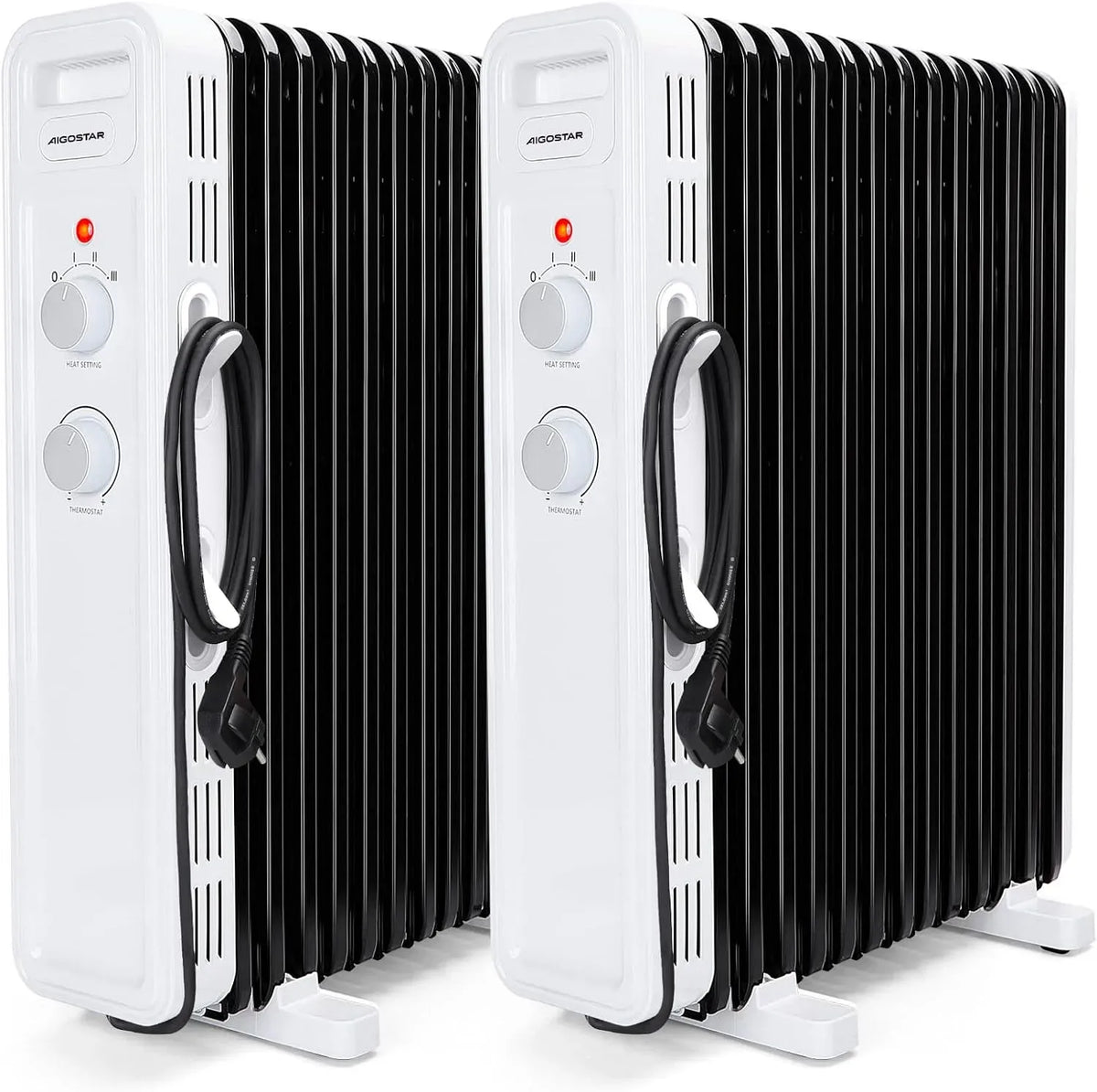 Elektroheizung, 2500 W, Thermostat, elektrisches Heizgerät, Aigostar Ölradiator 2500 Watt Energiesparend Heizkörper mit Thermostat