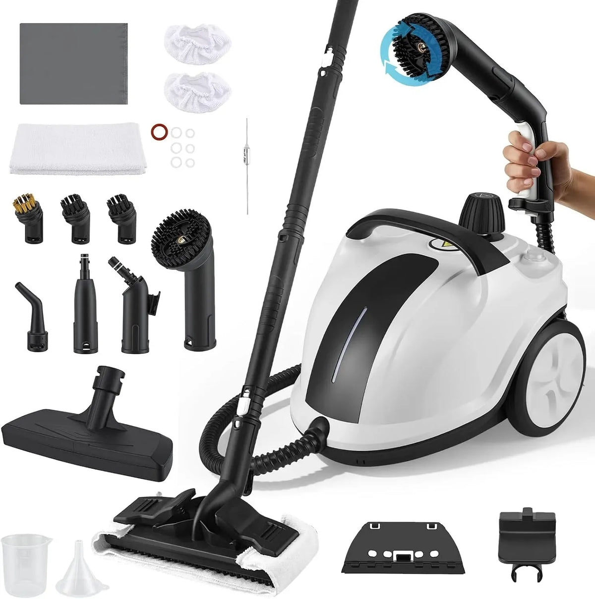 Dampfreiniger, 2 L, 2000 W, Dampfreiniger 18-teiliges, Druckdampf, tragbar, Einsatz auf Böden, in Küche, Auto und an Fenstern, 2000W mit 5 Bar Druck