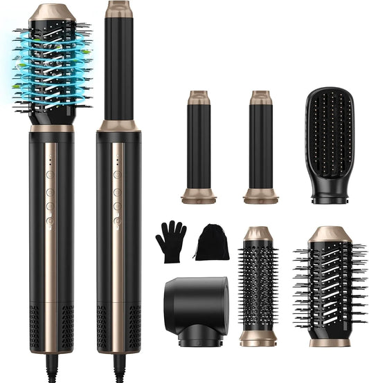 Haarglätter, 1400 W, Glätteisen, gewerblich, 110000 U/Min Multifunktionaler Lockenstab Automatisch, 1400w Ionen Föhn, Airstyler 6 in 1 Hairstyler