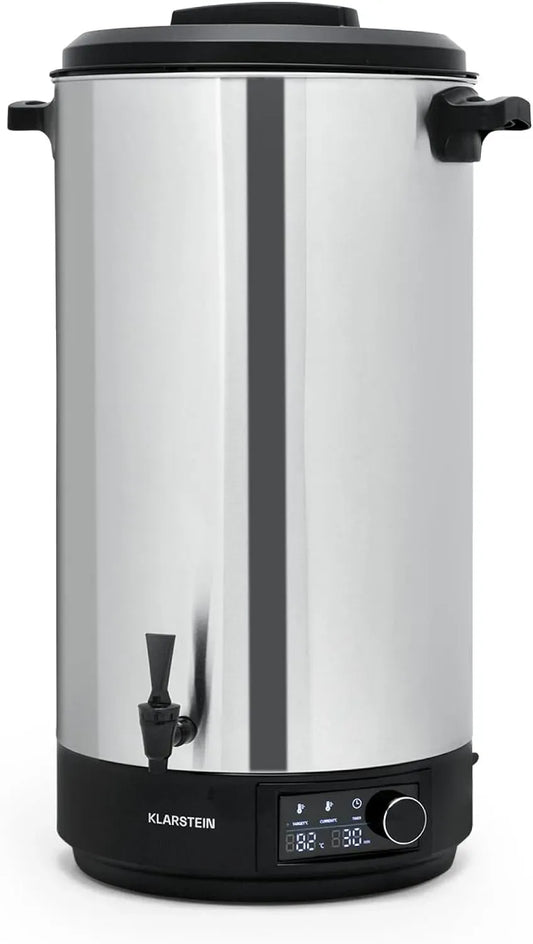 Klarstein Kochgeschirr, 60 L, 2500 W, 30 bis 100 °C, Edelstahl, 2500W Einkochautomat für Getränke & Speisen, Edelstahl-Glühweinkocher mit Zapfhahn