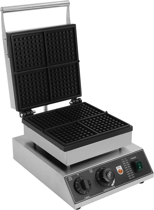 Waffelbereiter, Waffelmaschine, 30x36x24.5cm, 1750 W, 5 cm, gewerblich, für 4 Waffeln gleichzeitig Bäckereien Cafés 30x36x24.5cm