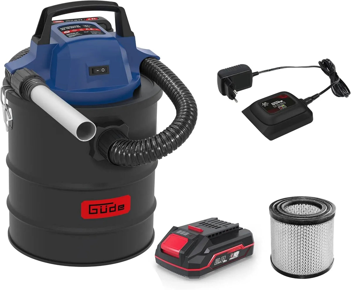 AS 18 Schlauchdurchmesser, Aschesauger, HEPA-Filter, Akku, Ladegerät, Kaminsauger, 15 L, 18 V, 1 m, 30 mm, kabellos
