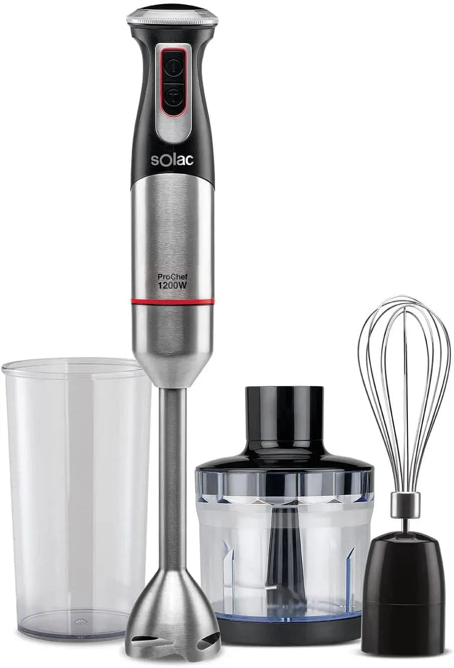 Turbofunktion, ProChef 1200, Klinge und Fu� aus Edelstahl, Stabmixer & Zubeh�r 1200 W, Grau, Schwarz und Rot