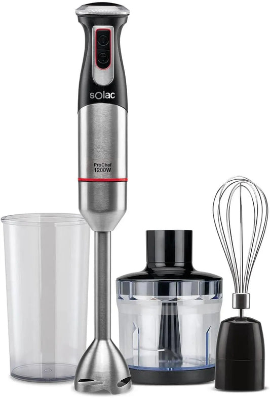 Turbofunktion, ProChef 1200, Klinge und Fu� aus Edelstahl, Stabmixer & Zubeh�r 1200 W, Grau, Schwarz und Rot