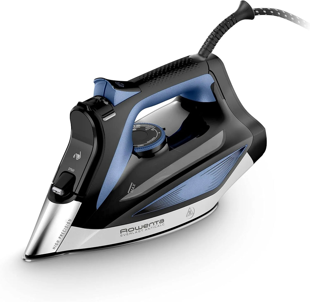 Rowenta DW7320 Dampfbügeleisen, elektrisches Bügeleisen, 2700 W, 45 g, 220 g, 300 ml, großer Wassertank, Schwarz