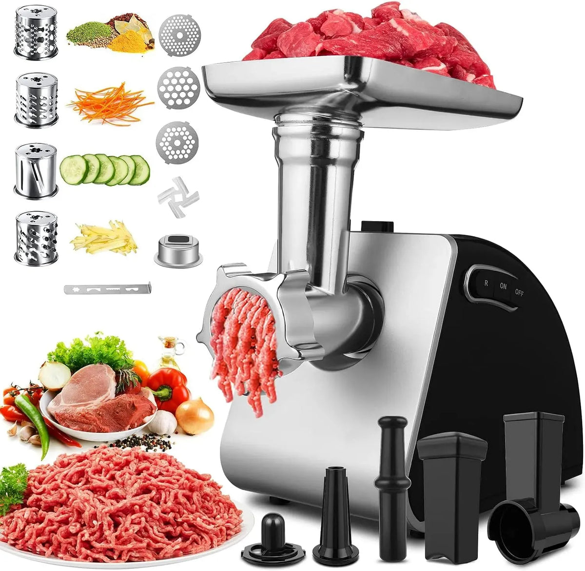 Hackfleisch Maschine, Fleischwolf, 2000 W, Gebäck, Edelstahl, für Gemüse