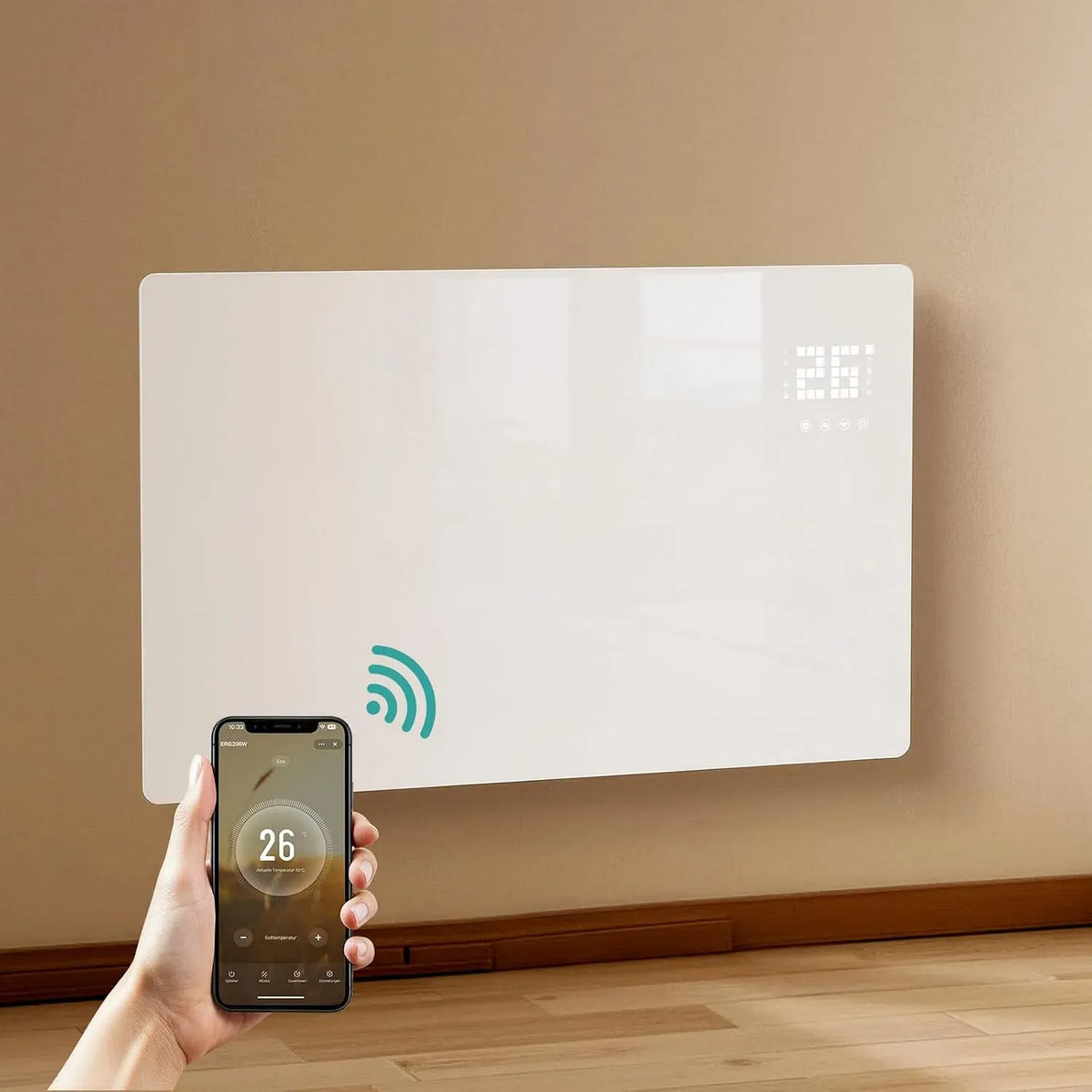 Elektroheizung, 2000 W, EMKE, WLAN, App, Weiß, Konvektor Heizung mit WLAN & App-Steuerung