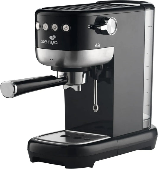 Milchaufschäumer, 1,1 L, 1350 W, Milchschäumer, Schwarz, Senya Tasty Coffee Espressomaschine schwarz 20 bar, Cappuccino & Latte, 1,1 l Tank