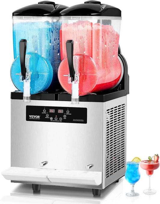 VEVOR Slusheis Maschine, Softeis Maker, Doppeltank-Maschine, Slush-Eis-Maschine, Slush-Eisbereiter, 12 L, 96 Tassen, gewerblich, Restaurant