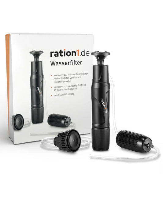 ration1 Wasserfilter, Pumpfilter, Trinkwasserfiltersystem, Outdoor, Camping, für Trinkwasser