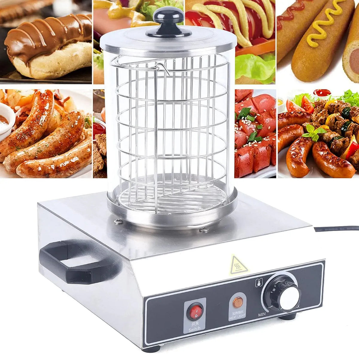 Gerät Maschine, Hot Dog Maker, Dampfbehälter, Wurstwärmer, Wurstkocher, Restaurant, Edelstahl, Wärmefunktion, für Restaurants Snackbars