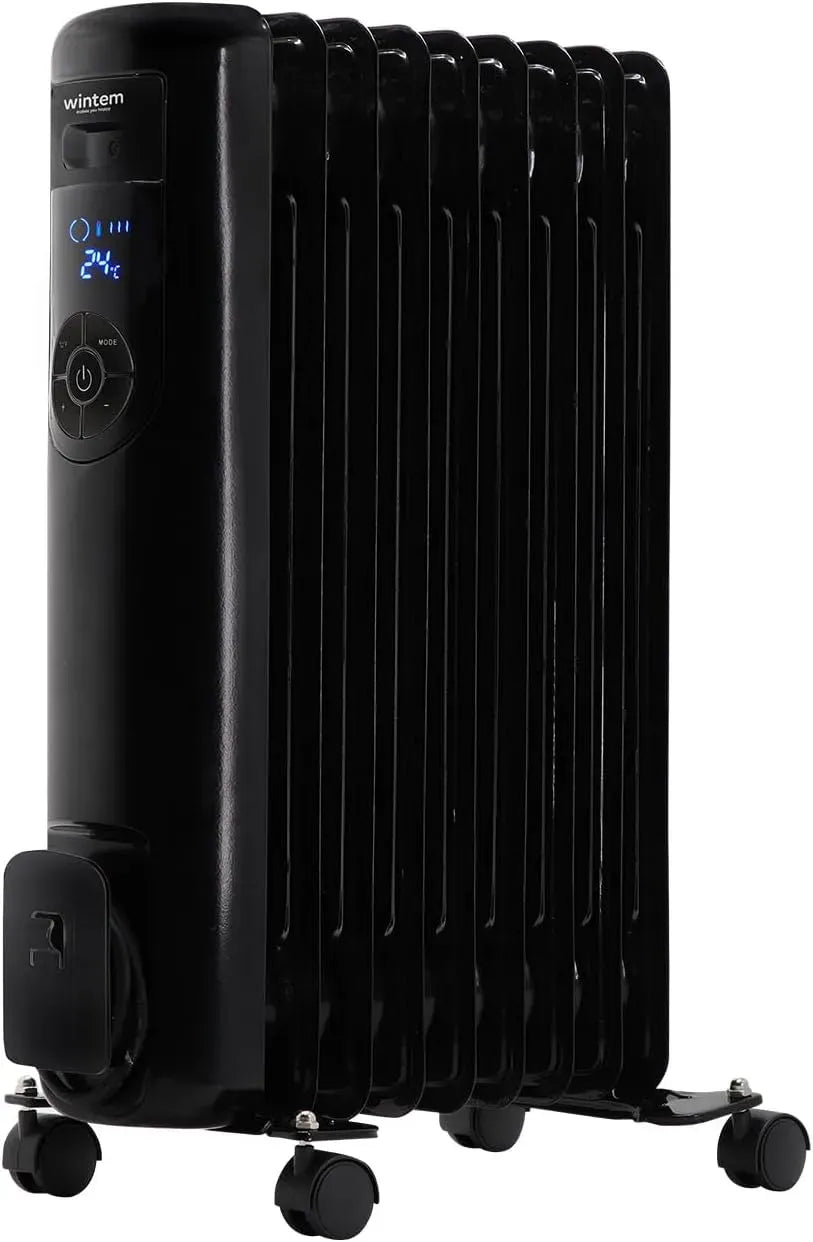 Elektrischer Ölradiator, programmierbarem Timer zum Ein- und Ausschalten, 9 Elemente, 1500 Watt, 60 cm, digitales LED-Display und Fernbedienung