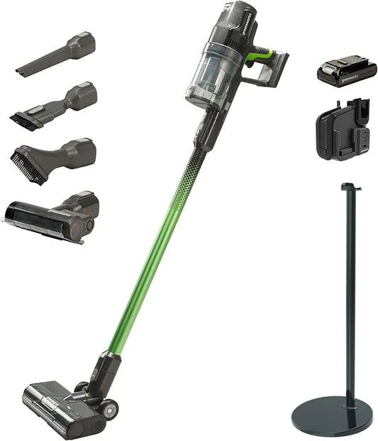 Staubsauger, 24 V, Greenworks GD24SVK4S 4Ah, 24V Akku und super Stand-Ladegerät, 45 Minuten Laufzeit, 3 Jahre Garantie, 3 Leistungsstufen