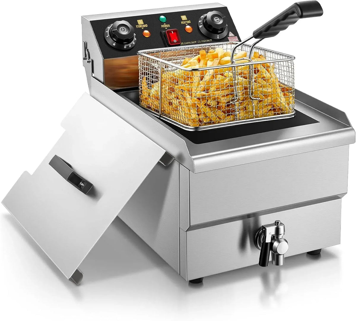 60-Minuten-Timer Fritteuse, 11 L, 3000 W, 60 bis 200 °C, Restaurant, für Restaurant und private Küche, FOHERE