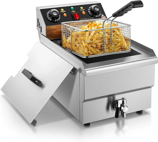 60-Minuten-Timer Fritteuse, 11 L, 3000 W, 60 bis 200 °C, Restaurant, für Restaurant und private Küche, FOHERE