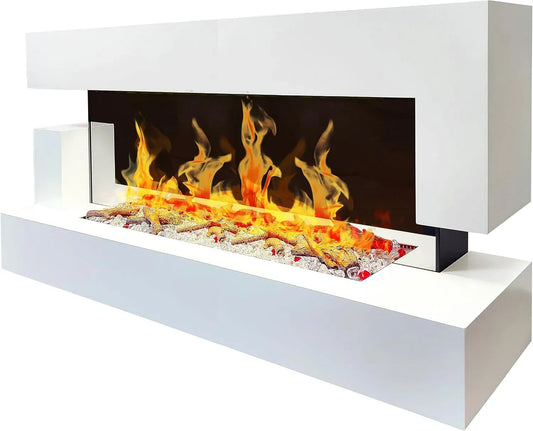 3XL Elektrokamin, Wandkamin, heizung, elektrischer Kamin, 2000 W, Wärmefunktion, Weiß, CHEMIN'ARTE
