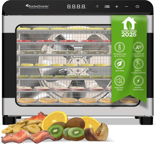 Wäschetrockner, 50 L, 35 bis 75 °C, Edelstahl, TurboTronic Dörrgerät Food Dehydrator 50 Liter