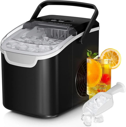 Arbeitsplatten-Eismaschine, Speiseeismaschine, 11,8 kg, 2 Größen, tragbar, Camping, Schwarz, für Zuhause/Party/Reisen/Camping/Bar